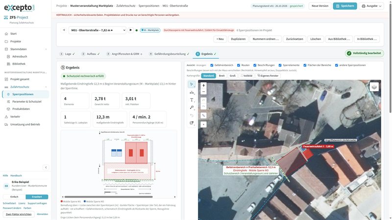 Zufahrtsschutz planen in ZFS-Project, Bildschirmfoto