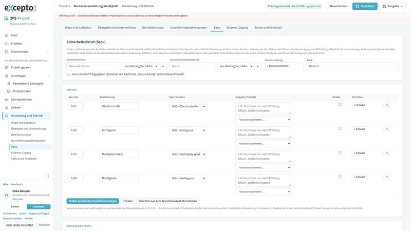 Sicherheitsdienst einsetzen in ZFS-Project, Bildschirmfoto